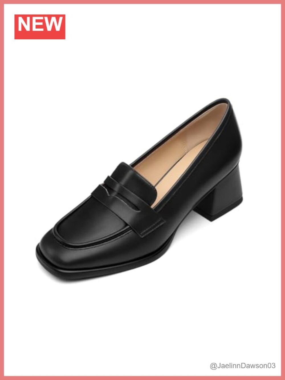 Faux Leather Slip On Chunky Heel Square Toe Loafers Women Business Casual Work